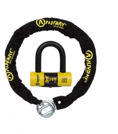 AUVRAY - Kit Antivol Moto Bloque Disque ø16mm 62x52mm Xtrem Mini U + Chaîne Lasso ø12mm 1.2m - Classe SRA