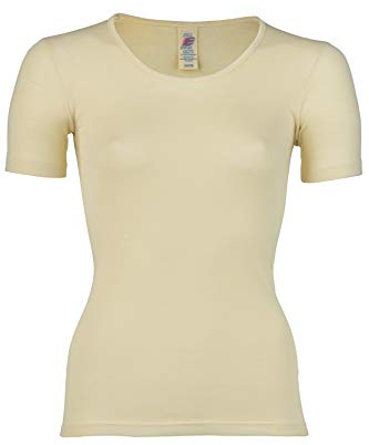 Engel Natur, Damen Shirt Kurzarm, 100% Wolle (kbT) (46-48, Natur)
