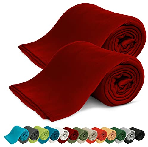 KiGATEX 2er Pack Polar Fleecedecke Uni - Tagesdeckenset - Sofaüberwurf - 130x160 cm - ca. 420g pflegeleicht – Oeko-Tex Zertifiziert - Bordeaux