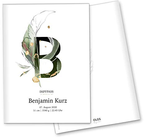 Olgs Impfpass Individualisiert Buchstabe Ausweishülle Schutzhülle für Dokumente MIT DER GRÖßE 9,3 x 13CM personalisierbar mit Namen (08 Motiv, Impfpass personalisiert)