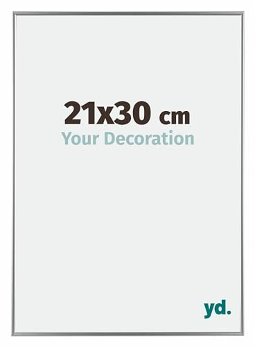 Your Decoration - Bilderrahmen 21x30 cm - Silber Hochglanz - Bilderrahmen aus Kunststoff mit Acrylglas - Antireflex - 21x30 Rahmen - Evry