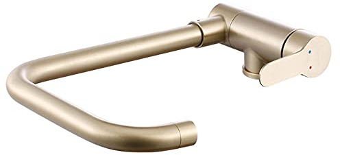 Spültischarmatur Klappbar Unter Dem Fenster, Küchenarmatur Gebürstetes Gold Edelstahl Kann Flach Sein Warm und Kalt 360° Schwenkbar Single-Loch Wasserhahn Küche-A