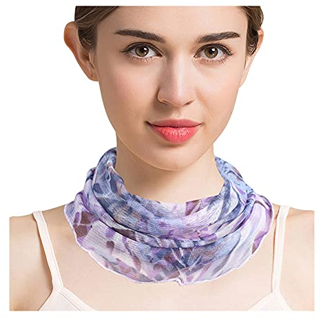 UK_Stone Damen 100% Mulberry Seide Schlauchschal Loop Halstuch Blumen Polka Dot Paisley Muster Abnehmbar Faux Kragen (#36)