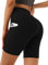Desol Radlerhose Damen mit Taschen V Cross High Waist Shorts Bauch Kontrolle Kurze Sporthose Damen Sport Shorts für Yoga Laufen