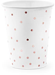 PartyDeco Pappbecher Punkte Einweg 6er Set 260ml Trinkbecher Einwegbecher Pappe Kinder Geburtstag Party/Becher/Trinkbecher aus Papier