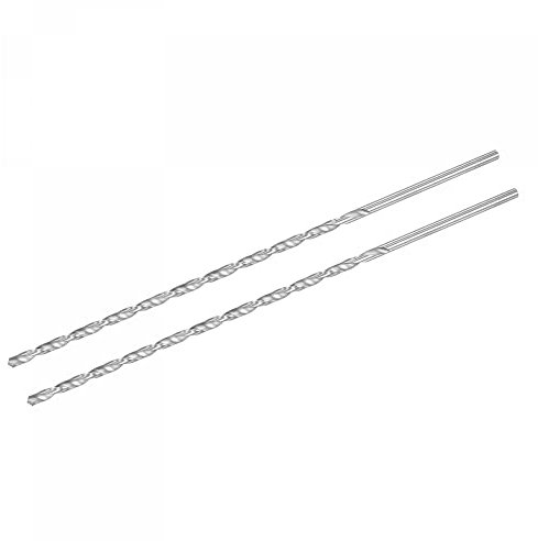 sourcing map HSS(High Speed Steel) Extra Long Twist Drill Bits, 4.2mm Drill Diameter 300mm Length for Hardened Metal Woodwork Plastic Aluminum Alloy 2 Pcs