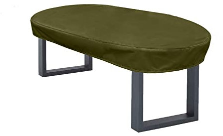 Kaufpirat Premium Abdeckplane Oval 145x95x15 cm Essbank Sitzbank Holzbank Gartenmöbel Gartentisch Hülle Abdeckung Haube Schutzhülle Abdeckhaube 900 D, 500 g/m², 6.000 mm Wasserbeständigkeit Olivgrün