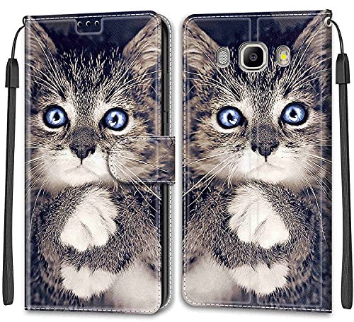 Feyten Cover per Samsung Galaxy J5 2016 /J510, Custodia Samsung J5 2016 /J510 Portafoglio, Cover a Libro con [Supporto][Slot per Schede][Magnetica] Flip Protettiva Case di PU Pelle Cover (Gatto 1)