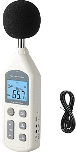 Dezibel Messgerät, Schallpegelmessgerät mit Display Hintergrundbeleuchtung, USB-verfügbares db Messgerät 30 bis 130 dB, EC651 & ANSI S1.4 A/C-gewichteter Schallmesser, Lärmmesser mit Aufzeichnungen