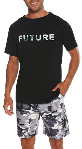 Nieery Pyjama Homme Court Coton été Ensemble Pijamas à Manches Courtes | Ensembles de Pyjama Homme Pyjashort Court