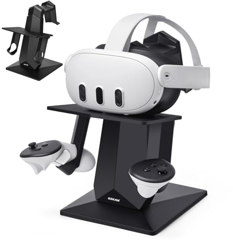 Ozkak VR Halterung kompatibel mit Quest 3S/Quest 3/Quest 2/Meta Quest Pro/Oculus Quest Zubehör, VR-Kopfhörer und Controller, VR Stand (schwarz)