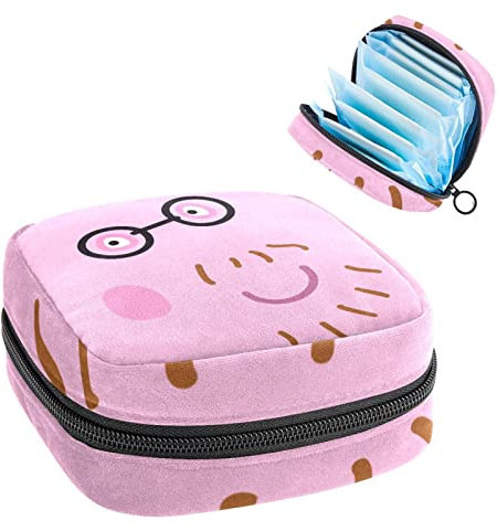 Period Pouch Tragbare Tampon-Aufbewahrungstasche, Tampon-Halter für Geldbörse, feminines Produkt-Organizer, Schweine-Papa, Rosa, Mehrfarbig, 4.7x6.6x6.6 in/12x17x17 cm