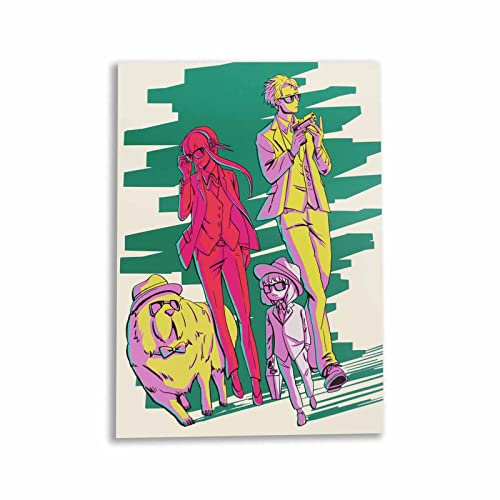 CosplayStudio Lustiges Spy Familie Wandbild in Retro Neon Stil | Familie Forger auf Hartschaumplatte | Family Spy Poster | 30x42cm