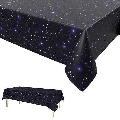 Weltraum Galaxie Party Tischtuch,Sternenförmige Geburtstag Tischdecken Raum Thema Party Tischdekoration für Baby Dusche Geburtstag Partyzubehör 137 x 274cm