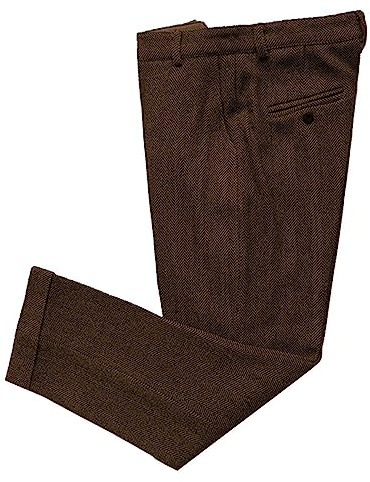 Solovedress herr vintage tweed klänning byxor fiskben normal passform affärskostym byxor