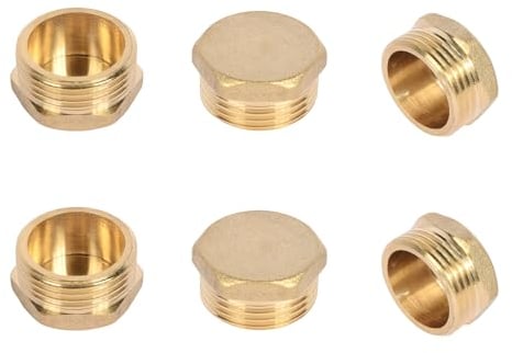 6 Stück 3/4 Zoll Messing Stopfen Außengewinde, Messing Blindstopfen AG, Endstopfen aus Gewindefitting, Messing Fittings, für Heizung, Trinkwasseranlage geeignet