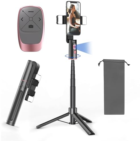 Voinap Trípode extensible de seguimiento facial automático con luz, trípode giratorio de 360 grados, control de movimiento automático o manual, disparo inteligente de cámara para video, vlog,