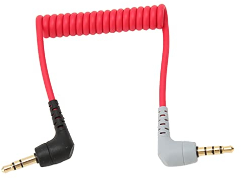 3,5-mm-TRS-zu-TRRS-Mikrofonkabel, Vergoldetes Stecker-Stecker-Wendel-Winkel-Patchkabel, für SC7, VideoMic Go und Andere Externe Mikrofone