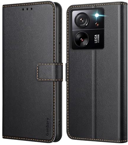 Ganbary Handyhülle für Xiaomi 13T/ Xiaomi 13T Pro Hülle, Premium Leder Klapphülle [Kartenschlitzen] [Magnetverschluss] [Standfunktion] kompatibel mit Xiaomi 13T/13T Pro 5G Schutzhülle, Schwarz
