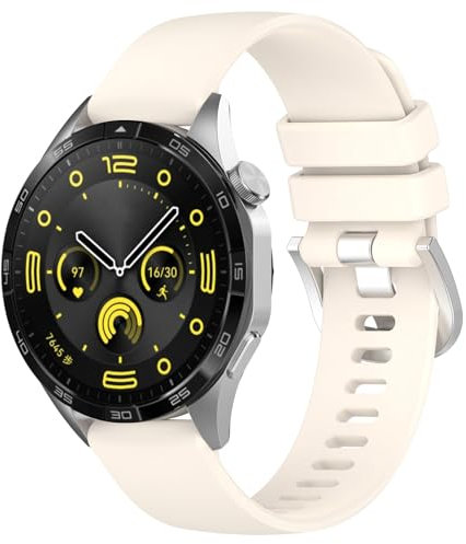 Yikamosi Compatible con Huawei Watch GT4 Correa para Mujer y Hombre,22MM liberación rápida Silicona Suave Cierre de Acero Inoxidable Correas de Repuesto para Huawei Watch GT4 46MM,Caqui