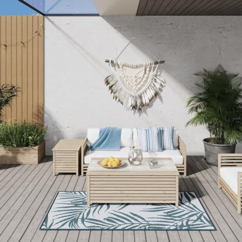 TEKEET Lawn & Garden-Outdoor Teppich Aqua und Weiß 80x150 cm wendbar Design Home & Garden