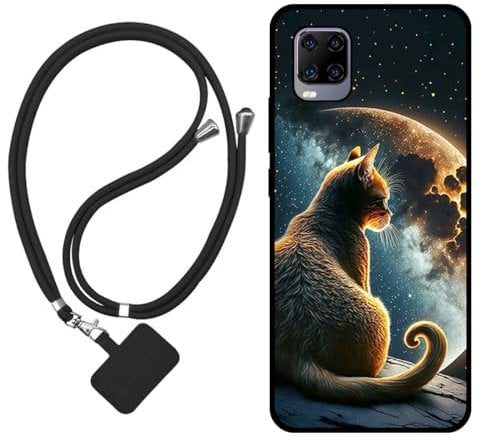 Sunrive Coque Compatible avec ZTE Smartphone AXON 11 5G,TPU Étui Housse Protecteur Souple Gel Mat Back Cover Mignon Motifs Antichoc Case(Lune,étoiles,Chat)+1x Universelle Dragonne