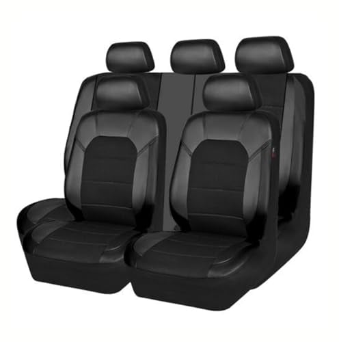 ZONEWD 9 Stück Auto Sitzbezüge für FIAT Panda Classic/Pandazzurri/Panda City Cross 2000-2023 2024, Autositzbezüge Kompletter Satz Leder Full Wrap Wasserdicht Auto Zubehör,Black