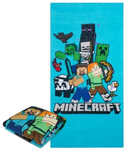 Minecraft Toalla Baño para Niños y Adolescente Creeper Toallas Algodon Ducha Playa Toalla Absorbente 140x70cm Viajes Accesorios