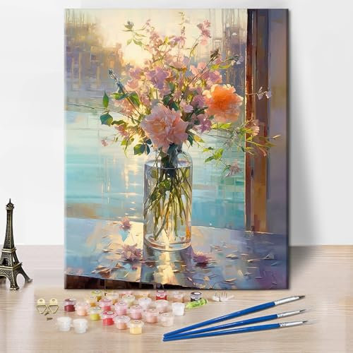 TISHIRON Einen digitalen für erwachsene, ein nummern-schaufenster, eine digital-vase für erwachsene und einen digitalen zeichenhop für familie mit, einen fixen ausblick, 16 x20 -gemälde