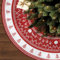 120cm Weihnachtsbaumrock,Roter Baumrock,Leinen-Weihnachtsbaumrock mit Weihnachtselementen,Verdickter Baumrock für Christbaumschmuck, Rot-weißer Christbaumrock Weihnachtsbäume
