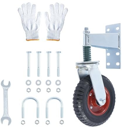 yeshine 8 inch Fence Gate Wheel 200mm Spring Loaded Heavy Duty Caster with Screws & Spanner 360 Degree Rotation 600LBS Load Capacity (1 Pack)