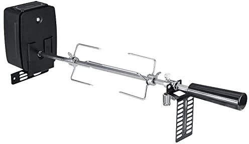 PINYELIN Kit de tournebroche en acier inoxydable pour barbecue - Pince à viande avec moteur - Tournebroche électrique - Tournebroche rotative