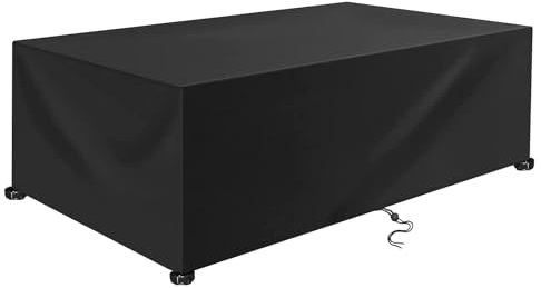 Rechteckig Funda para Muebles de Jardín Impermeable, Funda Mesa Jardin 420D Tela Oxford a Prueba de Viento Anti-UV Cubierta para Mueble Exterior-Black|| 60x60x60cm/24x24x24in