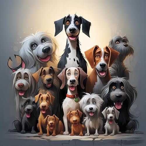 Miquans Art 5D Diamond Painting,Animal Peinture Diamant Adulte,Chien Murale Décoration Complet,(35x35 cm) Peinture Broderie Diamant Painting Kit Complet Pour