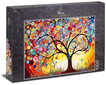 Ulmer Puzzleschmiede - 1000 Teile Puzzle „Sinfonie der Jungen Knospen“ - wunderbar kreatives Baum-Motiv als originelles 1000er Puzzle mit Schachtel-Vorlage auch für Einsteiger - Made in Germany