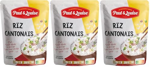 Paul & Louise - Riz cantonais 250g - Prêt en 2 minutes - Fabriqué en France (Lot de 3)