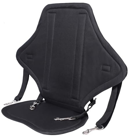 Lawnrden Kayak Seat with Back Support Nylon Adjustable Canoe Seat with Snap Hooks Detachable Reusable Paddle Board Seat with Storage Bag Kayak Accessories Kayak Seat
