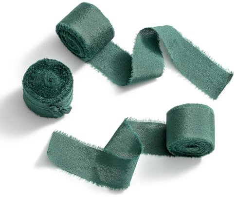 MORSUNBELA Geschenkband Chiffonband Dunkelgrün, 2.5cm x 6.4m Schleifenband Hochzeit Dekoband, Geschenk Dekoration, Stoffband für Hochzeit Party Muttertag Geburtstag Geschenke