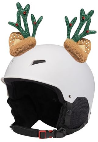 LERTREEUK Skihelm Dekoration 1 Paar Weihnachtsgeweihe Hirschohren Aufkleber Plüsch Motorrad Fahrradhelm Dekoration (Grün)