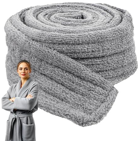 Prasacco Cotton Robe Strap Bathrobe Tie, Waist Belt Replacement, Grey, 70 x 2 Inch