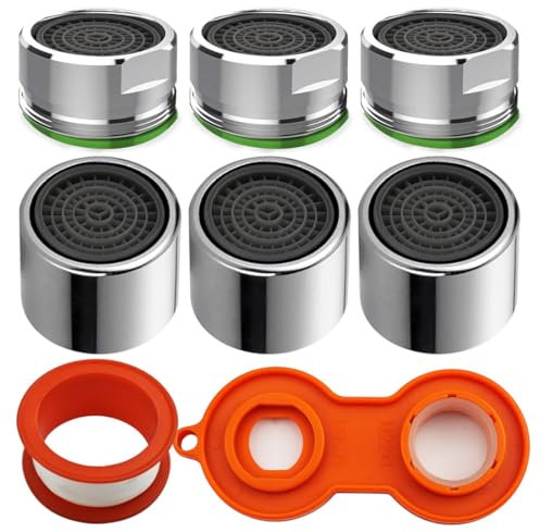 SHSMPXOY 6 Pièces Mousseur Robinet M22/M24 Aerateur Robinet Economie d'Eau Filtre de Nettoyage Amovible Economiseur d'Eau embout robinet pour Robinet pour Salle de Bain et Cuisine