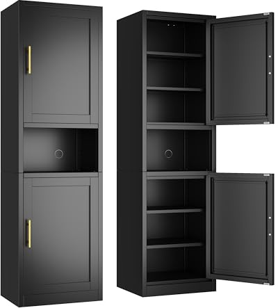 Ckzbx Tall Narrow Storage Cabinet 66.93 H Tall Bathroom Cabinet Metal Pantry Cabinets, 4 Adjustable Shelves for Kitchen, Home Office, Living Room, Dinning Room (20 inches Wide Black)