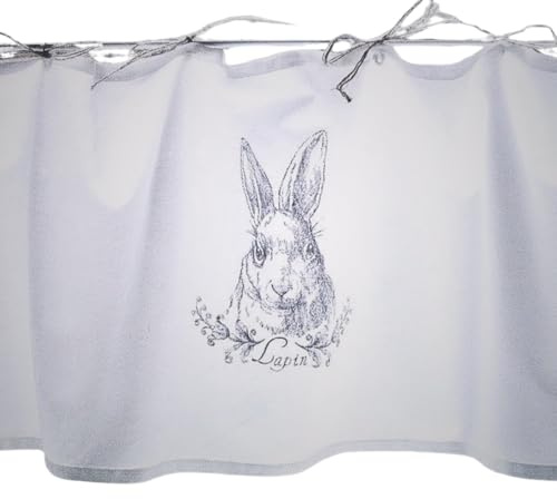 Scheibengardine Gardine SHABBY Hase Osterdeko Ostern Bistrogardine Vorhang im Landhausstyle
