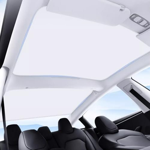 Ywooon Pare-Soleil de Toit pour Tesla Model 3 2021-2023, Pare Brise Soleil Voiture Intérieur de Protection Solaire, Fenêtre de Toit Isolation Contre Les Rayons UV, Beige (Produit à Partir de US/DE)