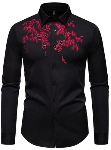 Longsleeve Tops Herren Temperament Vintage All-Match Outdoorhemd Chinesischer Stil Einzigartig Casual Shirt Weich Komfortabel Knopfleiste Hemd H-Black L