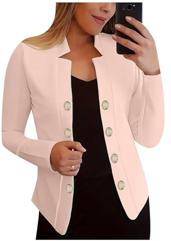 YMING Femmes Veste De Sport Professionnelle Confortable Et Respirante Veste De Fête Confortable Élastique Ouverte sur Le Devant Rose Pâle M