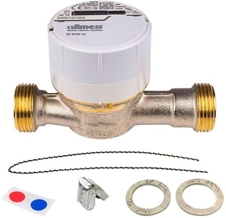 Compteur d'eau universel Q3 = 4 eau froide + chaude - Longueur : 130 mm - Raccord : 1