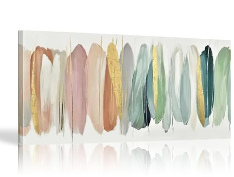 18meng Art Abstrakte Bilder Leinwand XXL 200x100 cm Modern Leinwandbilder Wandbild Bunt Feder Bilder Wandbild Kunstdruck Wohnzimmer Schlafzimmer Wanddekoration Bild auf Leinwand Ungerahmt