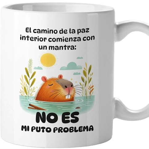 Tazas originales, Taza divertida con frases y mensaje gracioso, Detalles para compañeras de trabajo, Amigo invisible, Funny mug, Cerámica 330 mL (Capibara)