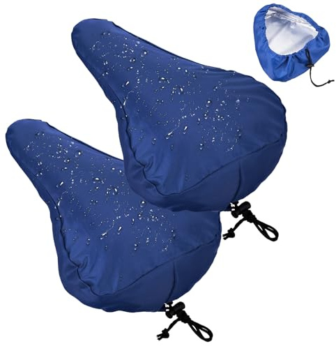 Alrhso 2 Pcs Bike Seat Cover Bicycle Seat Cover Waterproof, Blue Bicycle Seats Rain Covers with Elastic Outdoor for Bicycles E-Bikes Unisex
